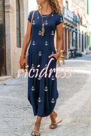 Ada Ethnic Floral Pocketed Daily /vacation Stretch Midi Dress