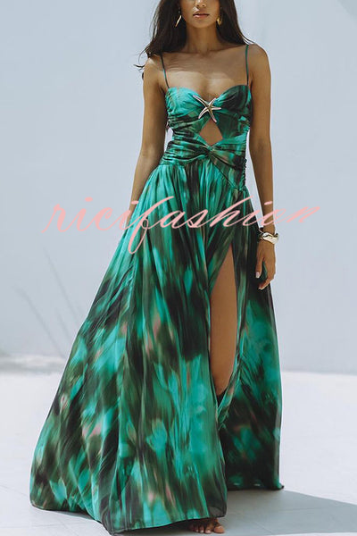 Unique Printed High Slit Beach Maxi Dress