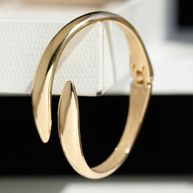 Polished Textured Stretch Open Bracelet