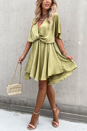 Tell You Something Batwing Sleeve Satin Dress