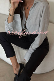 All for You Button Up Long Slit Sleeve Relaxed Blouse