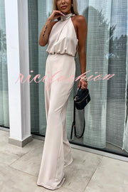 Fashionable Solid Color Sleeveless Hollow Slim Fit Jumpsuit