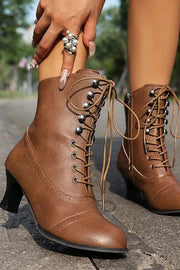 British Style Thick Heel Mid Calf Boots