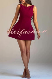 Cosmopolitan Chic High Neck Scoop Back Bubble-shaped Mini Dress