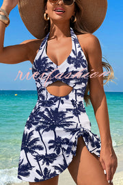 Fashionable Halterneck Waist Hollow Stretch One-piece Swimsuit