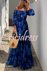 With Love Floral Off Shoulder Back Smocked Vacation Maxi Dress