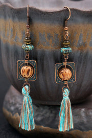 Fashionable Hollow Carved Alloy Tassel Retro Earrings