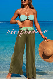 Solid Color Loose Metal Buckle Beach Pants