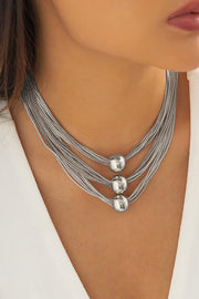 Geometric Ball Multi-layer Chain Stacked Simple Necklace