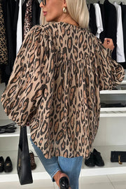 Leopard Print Loose Long Sleeve Casual Shirt