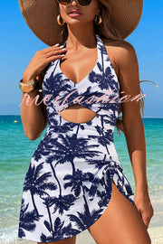 Fashionable Halterneck Waist Hollow Stretch One-piece Swimsuit