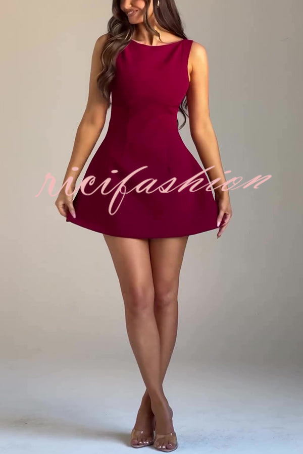 Cosmopolitan Chic High Neck Scoop Back Bubble-shaped Mini Dress