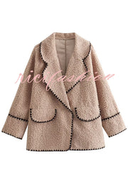 Lamb Wool Casual Lapel Loose Pocket Coat