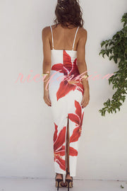 Definitely Memorable Abstract Floral Print Slip Stretch Maxi Dress