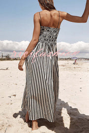 Mariela Stripe Smocked Bust Pocketed Slip Loose Maxi Dress