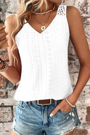 Solid Color Casual V-neck Hollow Back Vest Top