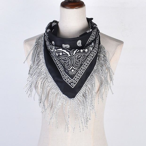 British Retro Diamond Tassel Square Scarf