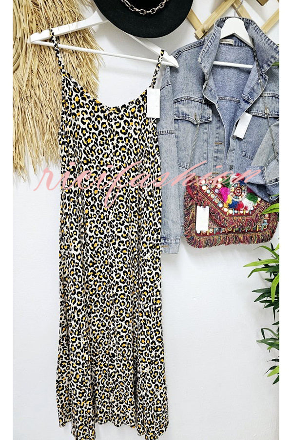 Vacay State of Mind Leopard Print A-line Slip Maxi Dress