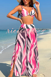 Unique Printed Loose High Waist Split Beach Pants