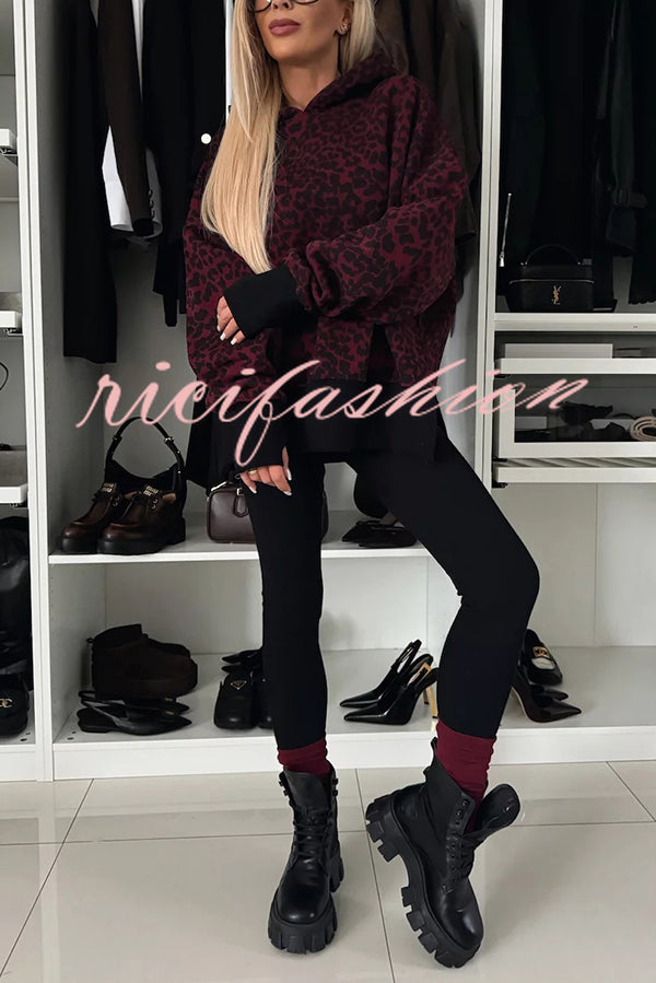 Fashion Loose Casual Hooded Long Sleeve Sweatshirt and Elastic Waist Leggings Set