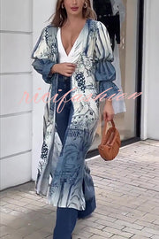 Unique Printed Loose Long Shirt Outerwear