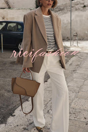 Solid Color Lapel Long Sleeve Loose Blazer