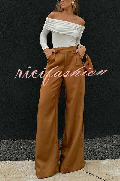 Solid Color Casual Pocket Loose Wide-leg Pants