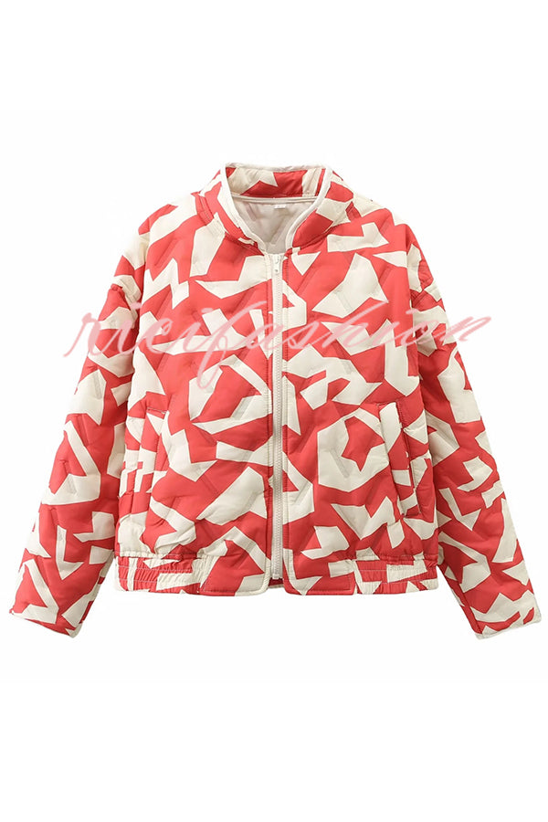 Chrissa Unique Printed Casual Long Sleeve Pocket Cotton Jacket