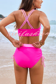 Fashionable High Waist Stretch Bikini Swimsuit