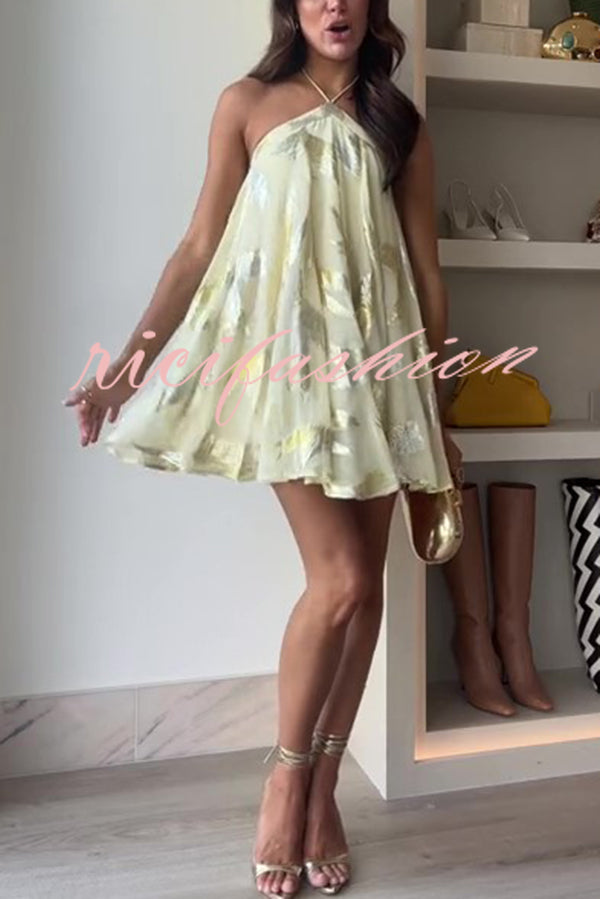 Stylish Printed Halterneck Strappy Backless Mini Dress