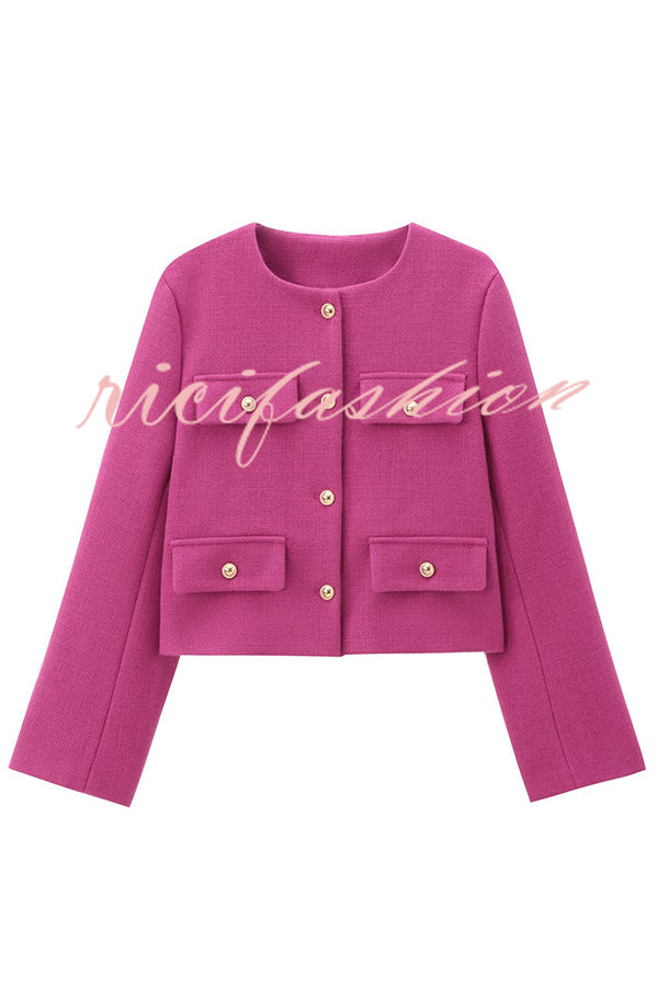 Stylish Buttoned Long Sleeve Casual Pocket Blazer