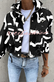 Unique Stylish Printed Casual Pocket Statement Jacket