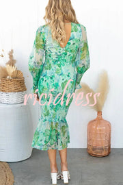 Garden Gathering Floral Smocked Waist Midi Dress