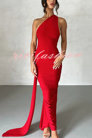 Sexy Backless Pleated Slim Solid Color Sleeveless Elegant Maxi Dress