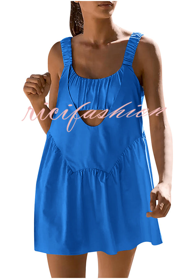 Linen Blend Summer Sporty Sleeveless Backless Mini Dress