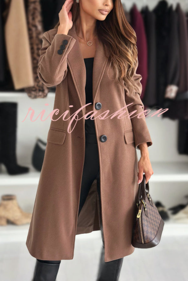 Fashionable Casual Lapel Long Sleeve Single Breasted Loose Coat