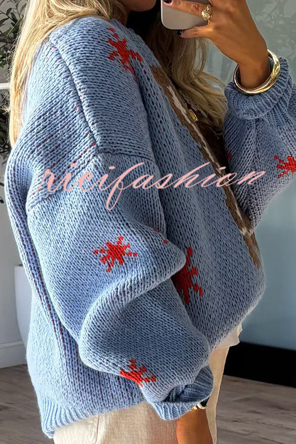 Christmas Knitted Boots Round Neck Long Sleeve Sweater