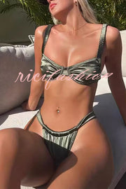 Satin Solid Color Sexy Two-piece Bikini Swimsuit