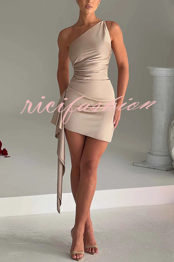 Sexy Slim Fit Backless One-shoulder Satin Mini Dress