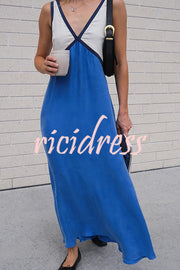 Perfect for Summer Weddings Satin Contrast Colour Relaxed Maxi Dress