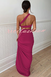 Sexy Backless Bandeau Top and Slim Slit Skirt Set