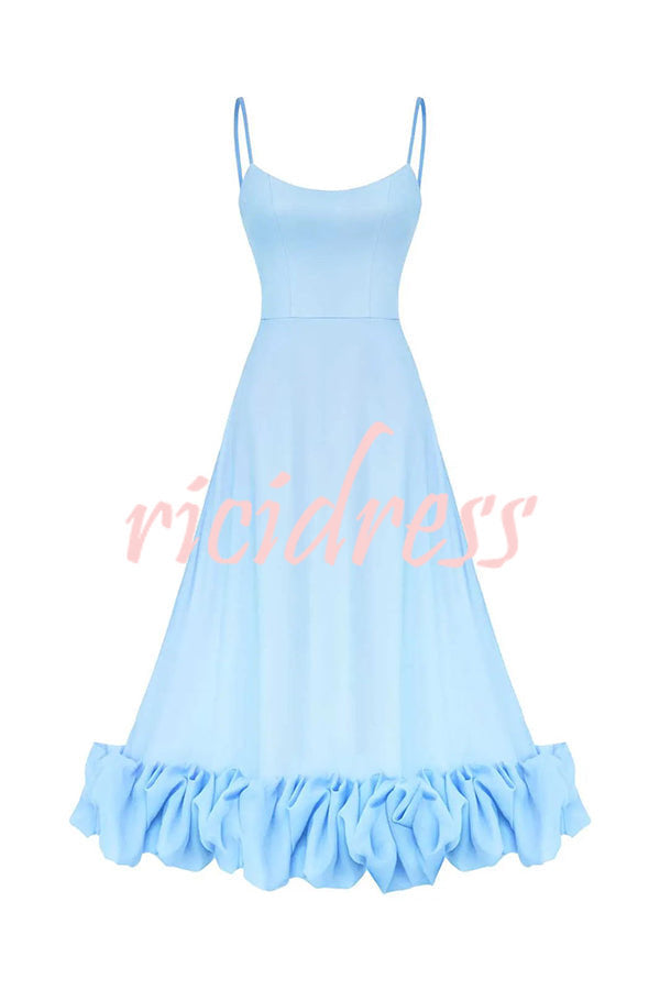 Midnight Girl Flounce Bustier Banquet Party Midi Dress