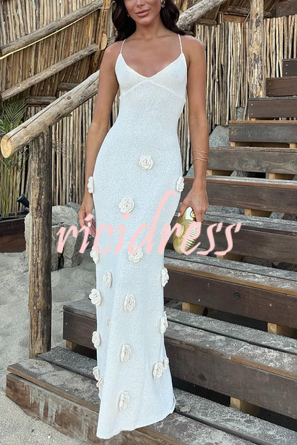 Flowers for Every Occasion Crochet Back Lace-up Maxi Dress