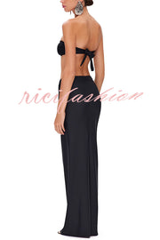 Matching The Beach Oyster Metal Decor High Slit Stretch Maxi Skirt