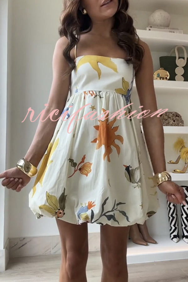 Amayah Unique Print Cloud-shaped Hem Babydoll Slip Mini Dress