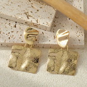 Personalized Embossed Hammered Square Metal Earrings