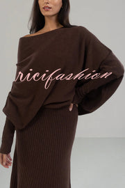 Solid Color Round Neck Long Sleeve Loose Knitted Sweater