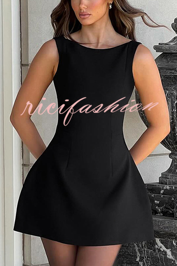 Cosmopolitan Chic High Neck Scoop Back Bubble-shaped Mini Dress