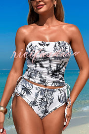 Unique Print High Waist Tie-Stretch Two-Piece Bikini Swimsuit