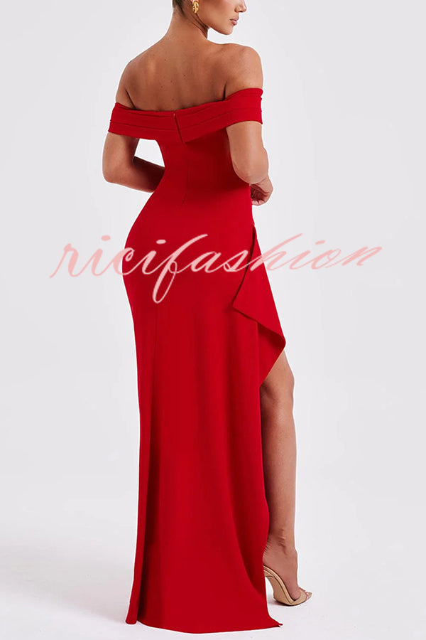 Sexy Lady Off Shoulder High Slit Maxi Dress